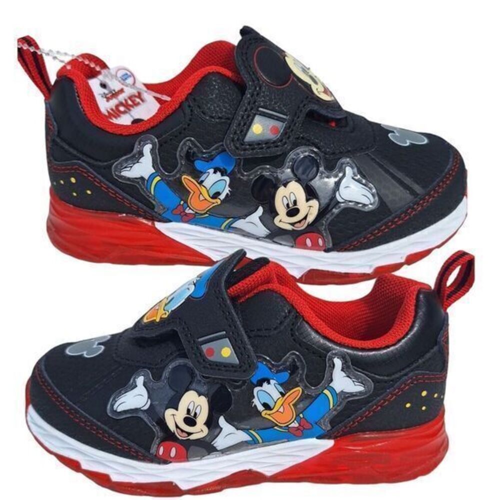 MICKEY MOUSE DISNEY Boys Light-Up Shoes Sneakers Toddlers Black Size 10 New 18cm